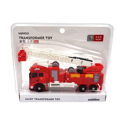 名创优品miniso合金玩具机器人变形消防车模型男孩玩具 合金变形 ky