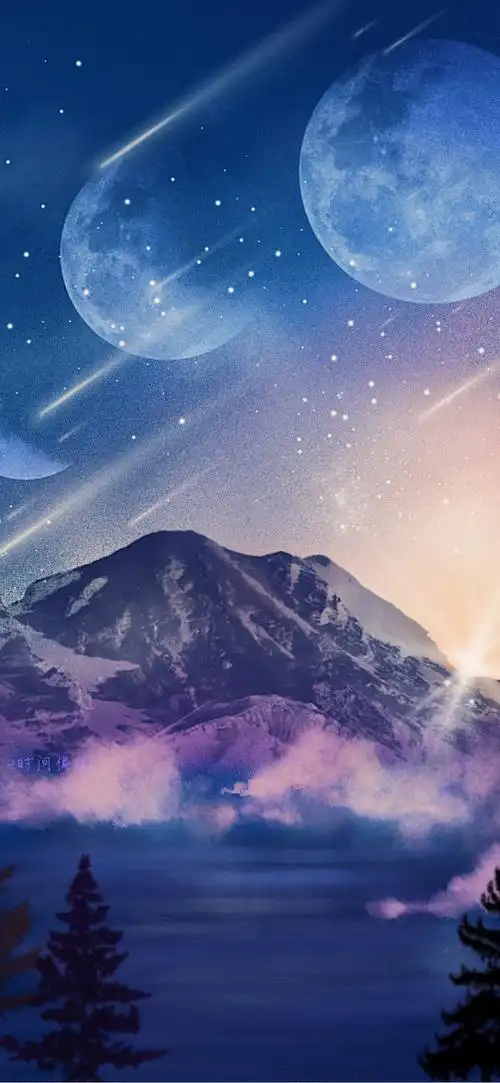 浪漫星河油画棒手机壁纸