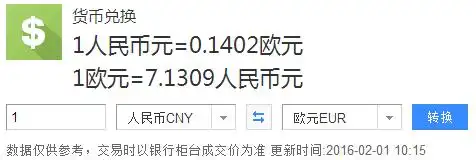 1元人民币等于多少欧元,这是根据什么定的