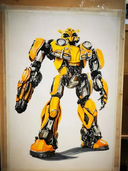 彩铅手绘变形金刚大黄蜂