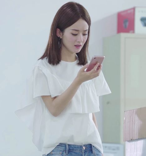 林浅赵丽颖同款夏装衬衫白女斗篷雪纺荷叶边上衣服木耳边小众白色s