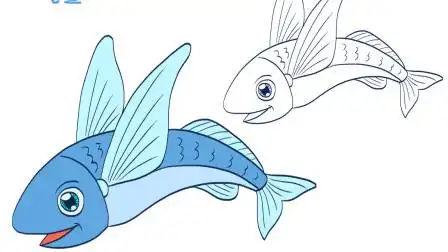 简笔画大全,飞鱼