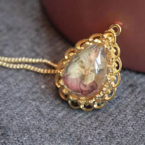 复古秀气超精致树脂滴胶水滴型项链