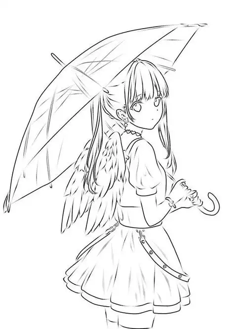 二次元少女手绘线稿 勤能补拙,熟而能生巧,喜欢手绘的朋友快来吧