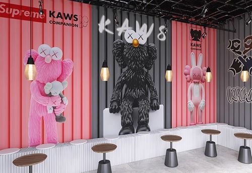 网红彩色集装箱手绘壁纸潮牌舞蹈健身房墙布麻将馆奶茶店打卡背景