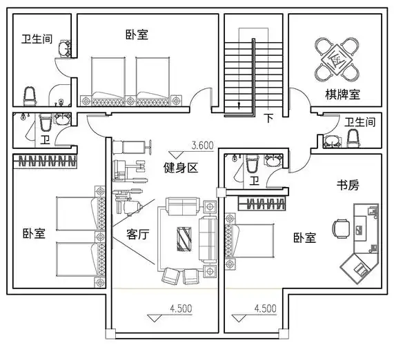 新中式一层别墅设计图平面图
