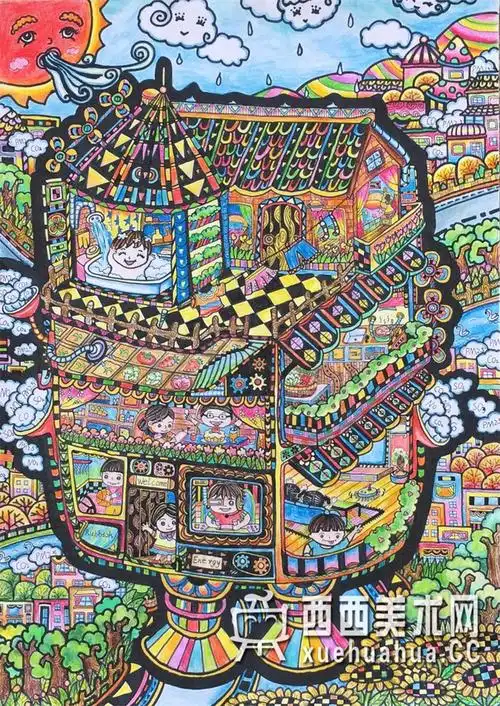 《行走的小屋》__科幻画_科幻画图片大全_学画画网_国内最大的画画