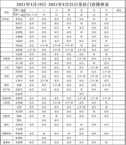 牟医.坐诊|4月19日—4月25日门诊医生排班表