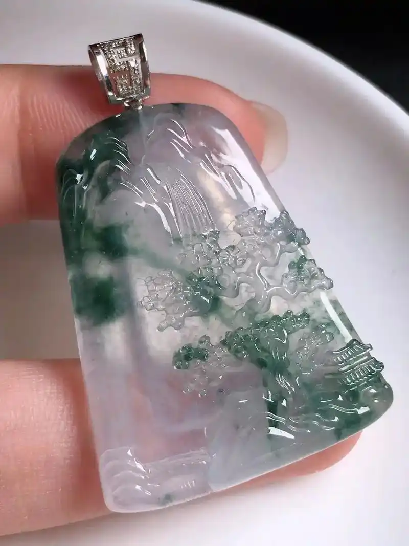 翡翠山水 | 落落千丈松昼夜对长风.来自山西翠友定制的山水牌 - 抖音