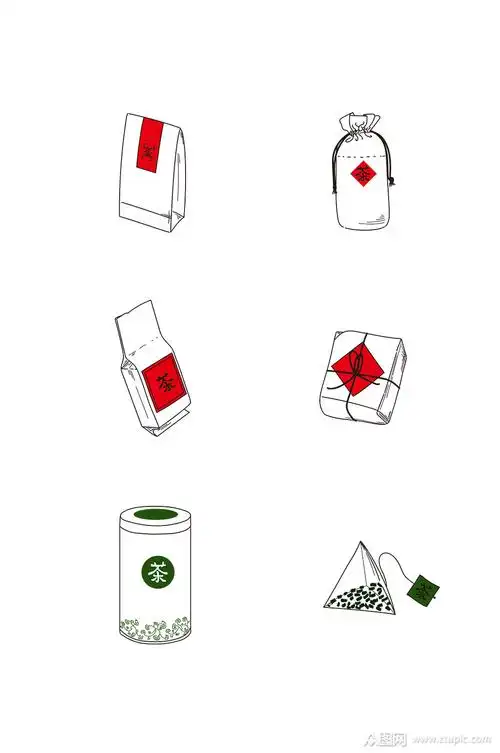 黑白手绘线条茶叶泡袋