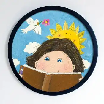 宝贝梦想圆形组合装饰画儿童房幼儿园培训学校艺术壁画墙画挂画 粉红