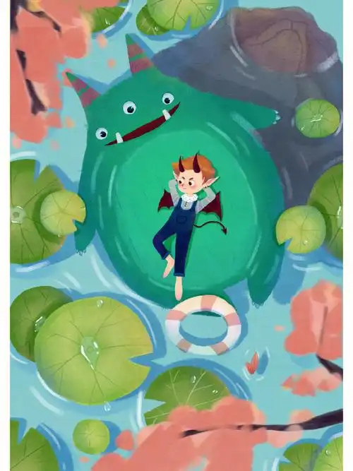 插画水面插画插画步骤小恶魔