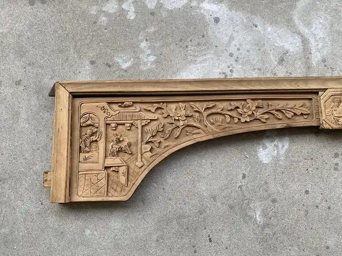 木雕清代楠木妇唱夫随挂落物件雕件古玩古董收藏通花板