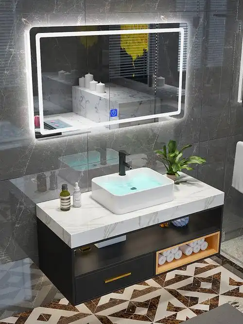 浴室柜组合卫生间现代简约轻奢洗手盆大理石岩板洗手台洗脸洗漱台