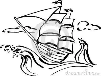 帆船在海上简笔画