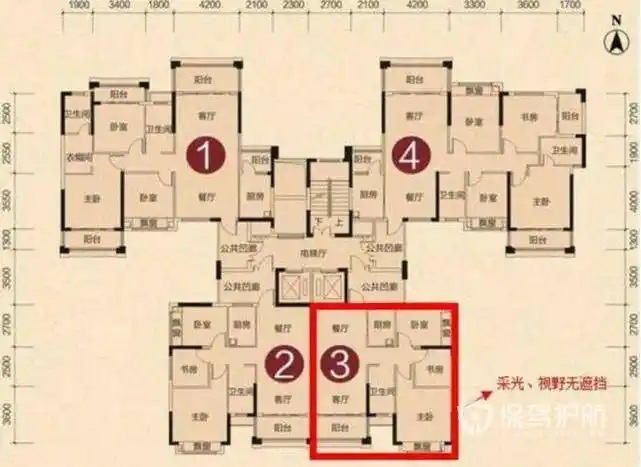 两梯四户最好的户型图是什么样子的