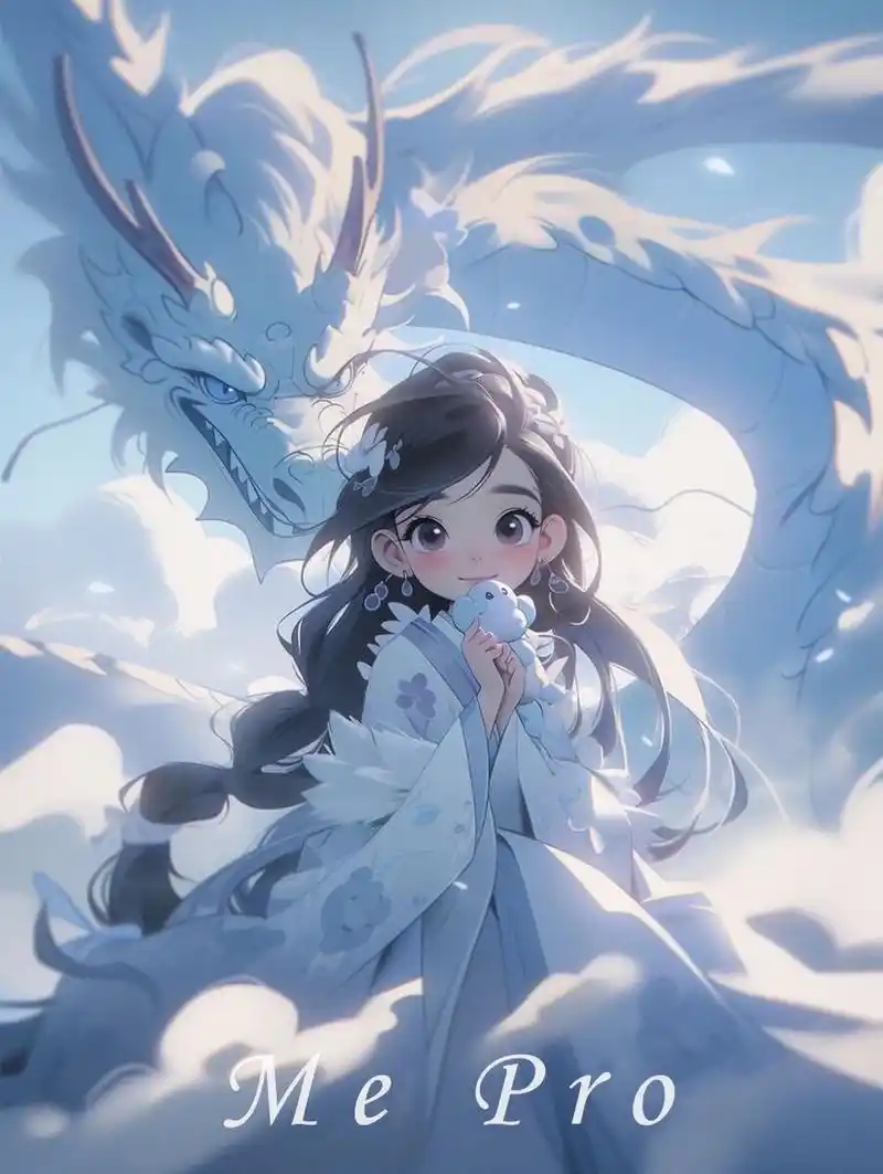 十二生肖·龙 q版女孩  电脑和手机壁纸 古老的东方有一条龙 它的名字