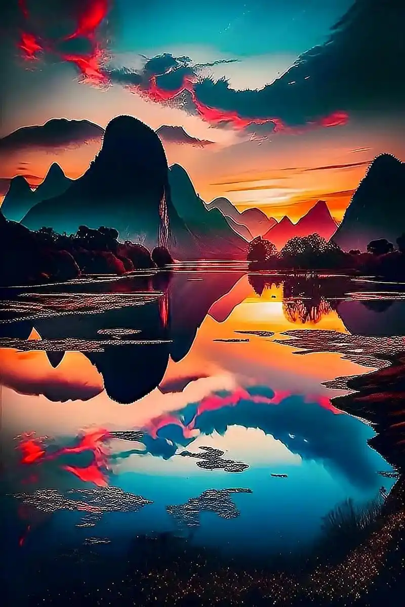 峰峦叠嶂,碧水如镜,青山浮水,倒影翩翩,两岸景色犹如百里画廊 - 抖音