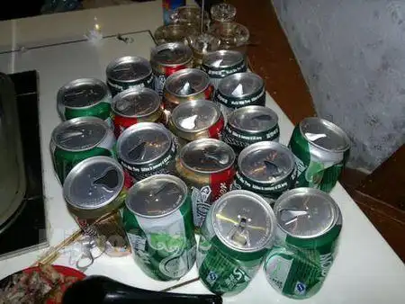 求一些喝完了的易拉罐酒瓶照片,几瓶就好,没有喝完的也可以,6,7瓶的