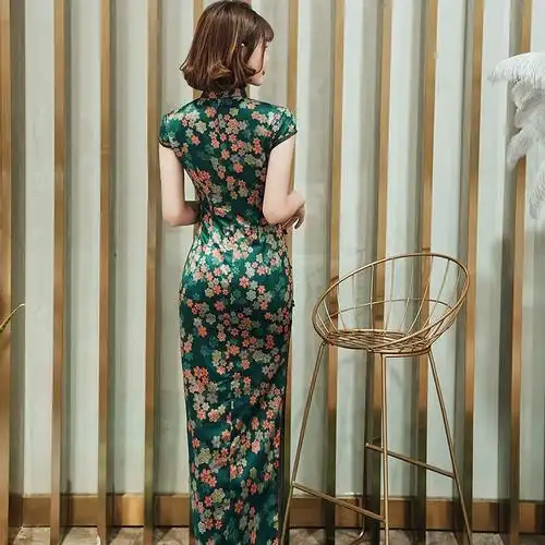 复古改良丝绸时尚2020夏季中国风少女旗袍连衣裙礼服新款旗袍长款