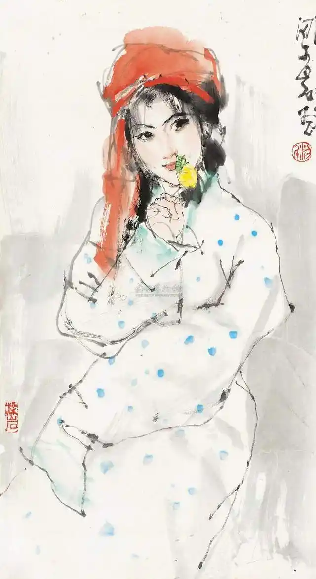 中国水墨人物画的领军人物梁岩水墨美女作品欣赏