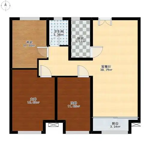 中海蓝庭三室两厅户型图