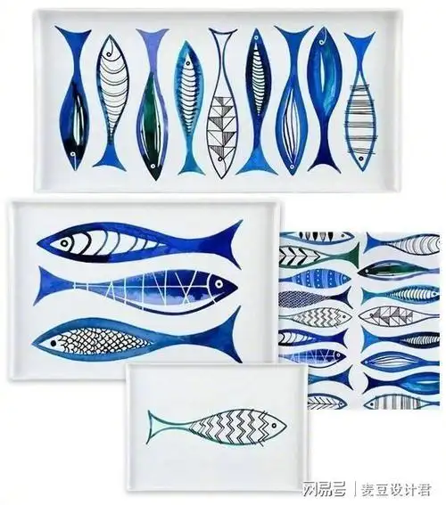 传统鱼纹的创新变化:我有一条小鱼,它很可爱,活泼,有趣.