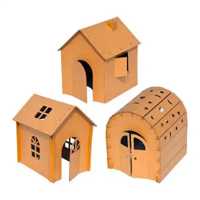 儿童纸板玩具模型手工diy纸箱房子小屋幼儿园娃美术彩绘创意材料