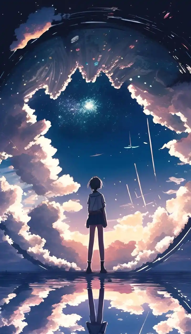 仰望星空的少女.#图文伙伴计划 #壁纸#星空 #二次元 #氛 - 抖音