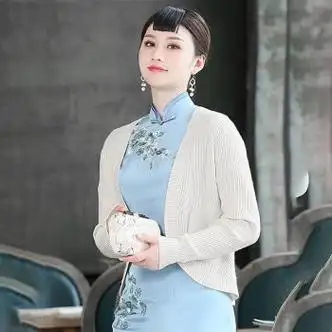 唐绘色旗袍披肩新款春秋日常复古短外套长袖开衫配旗袍外搭修身女短款