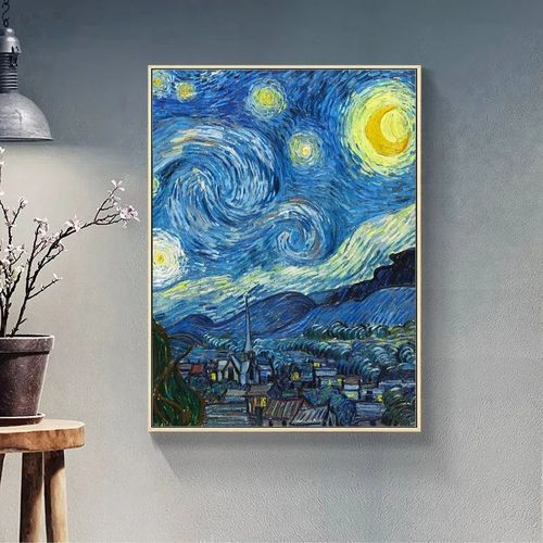 梵高油画星月夜丰收咖啡馆装饰画客厅餐厅玄关抽象挂画世界名画