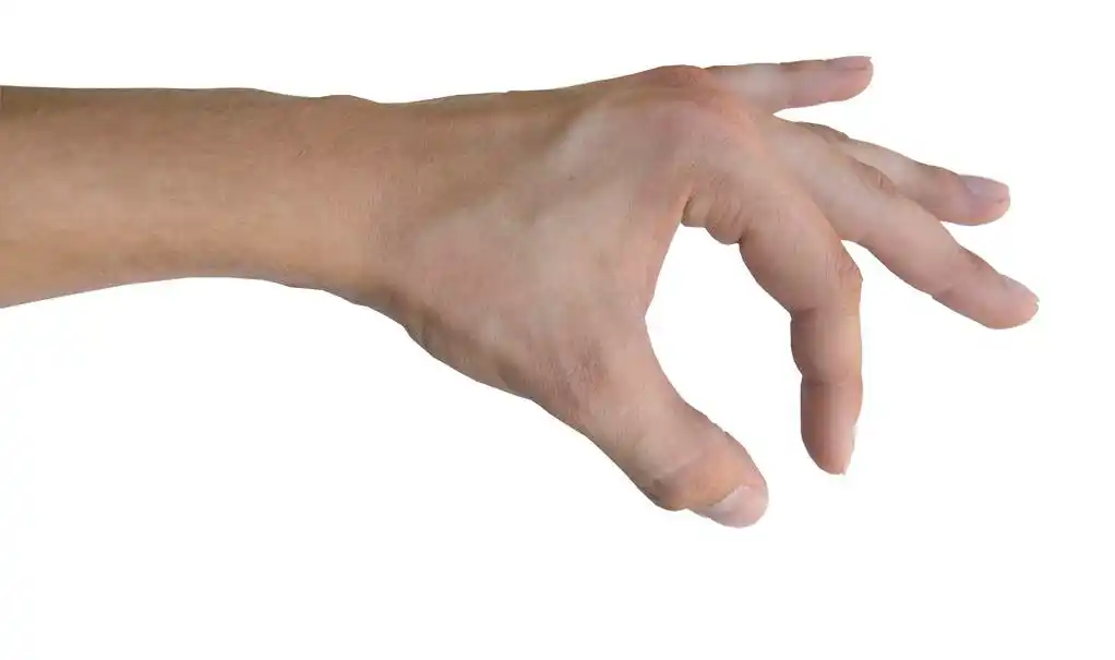 伸手拿东西的手,手准备在白色背景上的东西