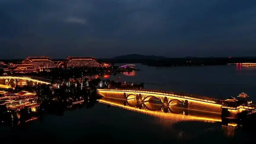 汉川最美夜景在马口天屿湖!喜欢的转走#湖北汉川 #汉川 #湖北