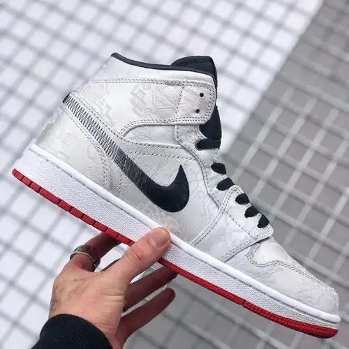 air jordan耐克aj男女鞋乔1高帮鞋白丝绸可撕潮流板鞋校园运动篮球鞋