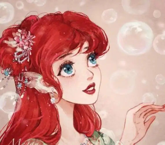 绝美古风的迪士尼公主仙度瑞拉手持团扇艾莎女王神似嫦娥