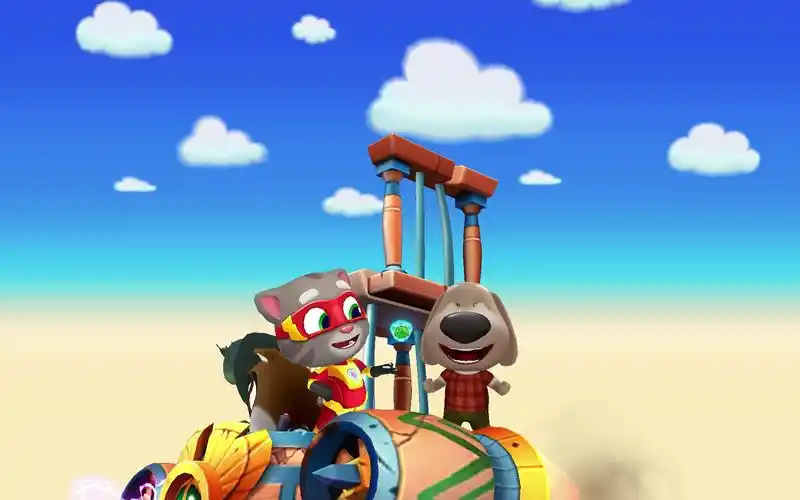 talking tom hero dash 汤姆猫英雄跑酷 埃及沙漠 打败浣熊头目,营救