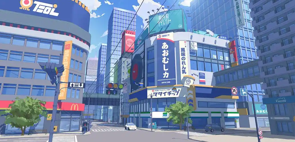 日系场景 天气变化一组 晴天 黄昏 雨夜|插画|概念设定|l无脚鸟l_原创