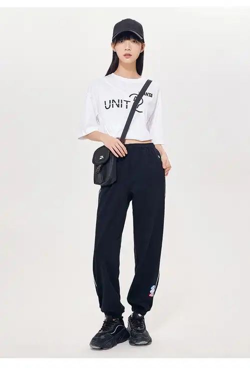 安踏运动裤女裤2022夏季新款宽松收口束脚学生卫裤潮流舒适休闲裤3