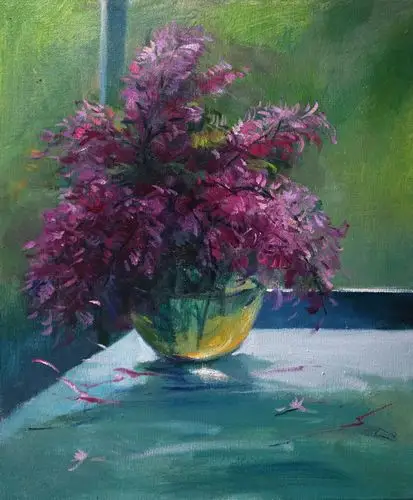 张雁《逆光花卉》