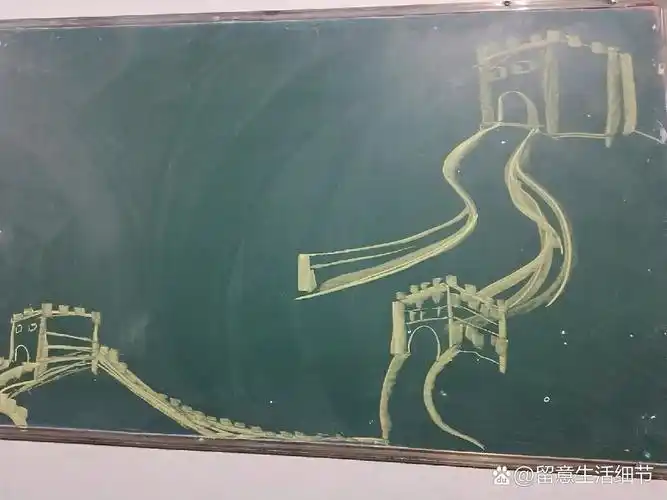 黑板报临摹长城 长城不知道画过多少回了,感觉好多黑板报主题都能用得