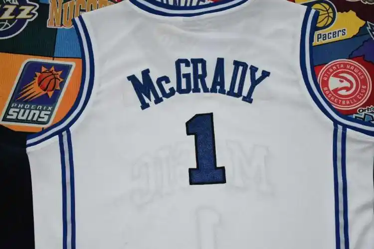 滕讯体育nba魔术队麦迪1号刺绣球衣麦蒂蓝色白色密绣篮球服复古球裤