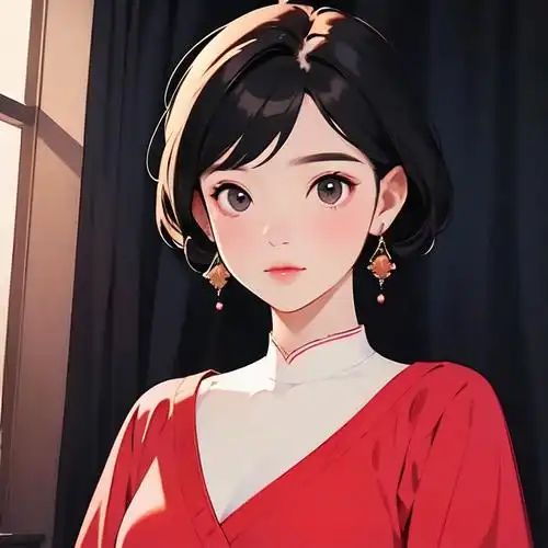 穿红衣服美女头像💃短发