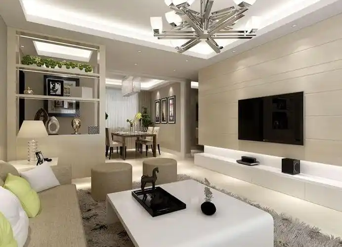 现代简约三居室客厅背景墙装修图片效果图