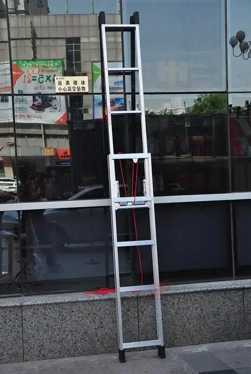 铝合金伸缩直梯定做 华泰单直梯防滑 单层单侧6米