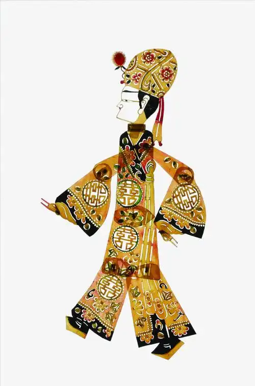 手绘复古皮影黄色服饰人物免抠素材免费下载_觅元素51yuansu.com