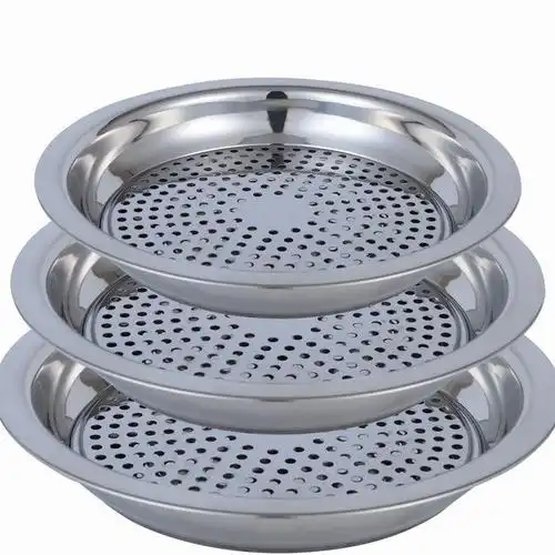 正304不锈钢特厚饺子盘沥水水饺盘不锈钢盘子加厚饺托盘圆盘平盘