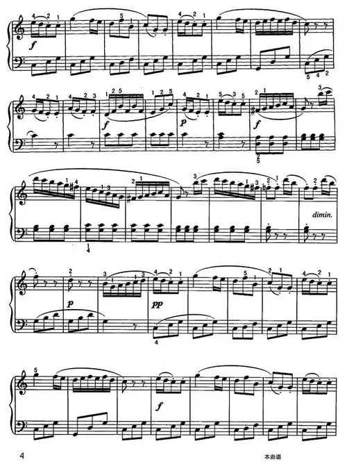 克莱门蒂小奏鸣曲 op 36 no 1 钢琴谱 五线谱