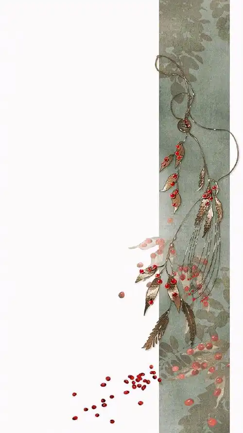 古风水墨花草壁纸素材    08伊吹鸡腿子    #古风插画##背景图