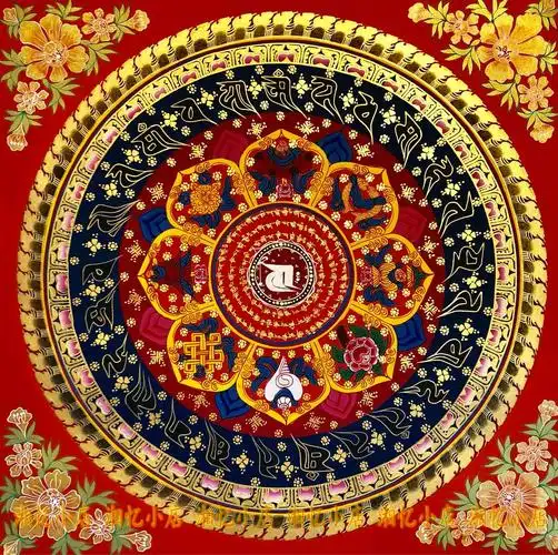 中式坛城真言六字唐卡dmc新中式圆形餐厅客厅十字绣套件