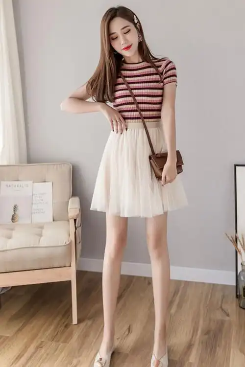 网纱半身裙女2020夏季 strong>新款 /strong>白色短裙a字裙纱裙小个子